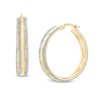 Thumbnail Image 1 of 30mm Double Row Glitter Hoop Earrings in 10K Gold