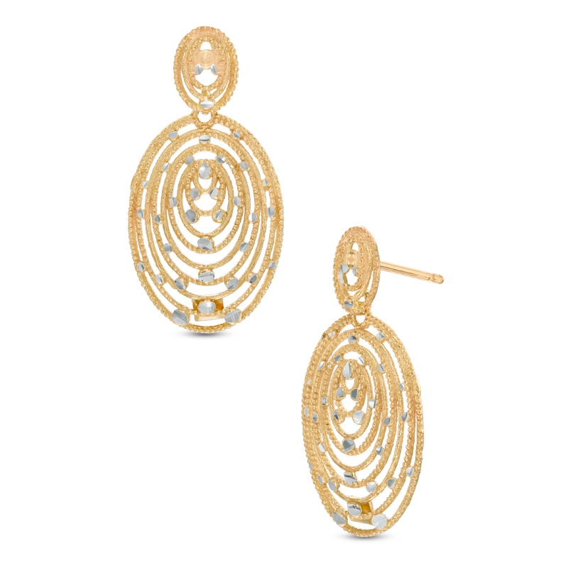 Diamond-Cut Oval Drop Earrings in 10K Gold|Peoples Jewellers
