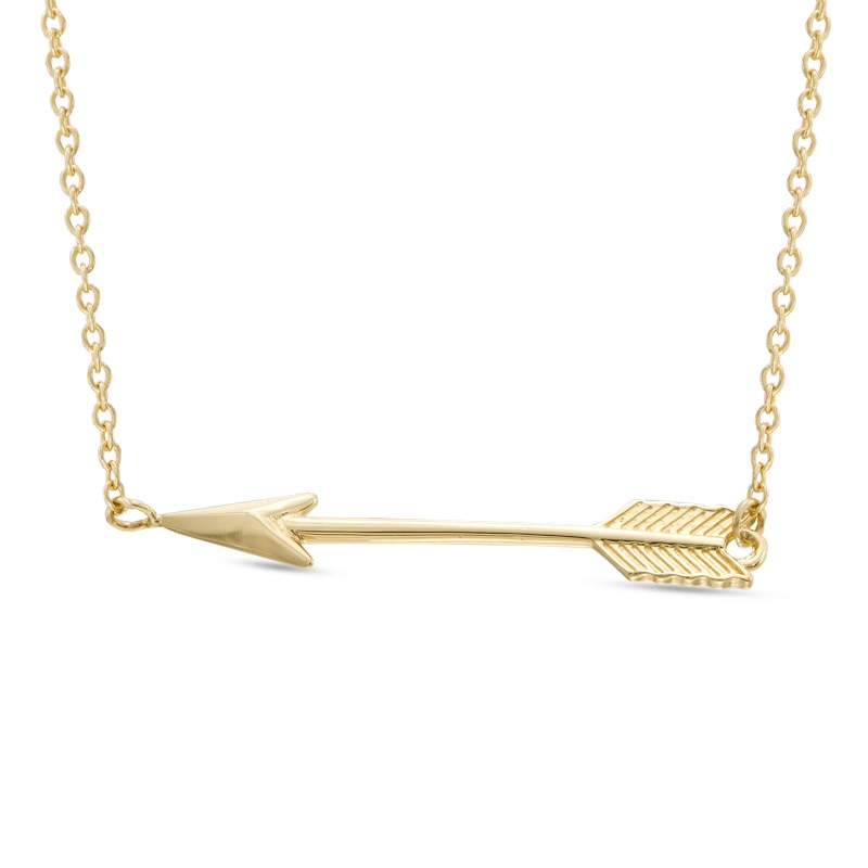 Main Image 1 of Sideways Arrow Necklace in 10K Gold