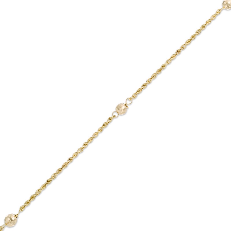 Diamond-Cut Ball Station Anklet in 10K Gold - 10"
