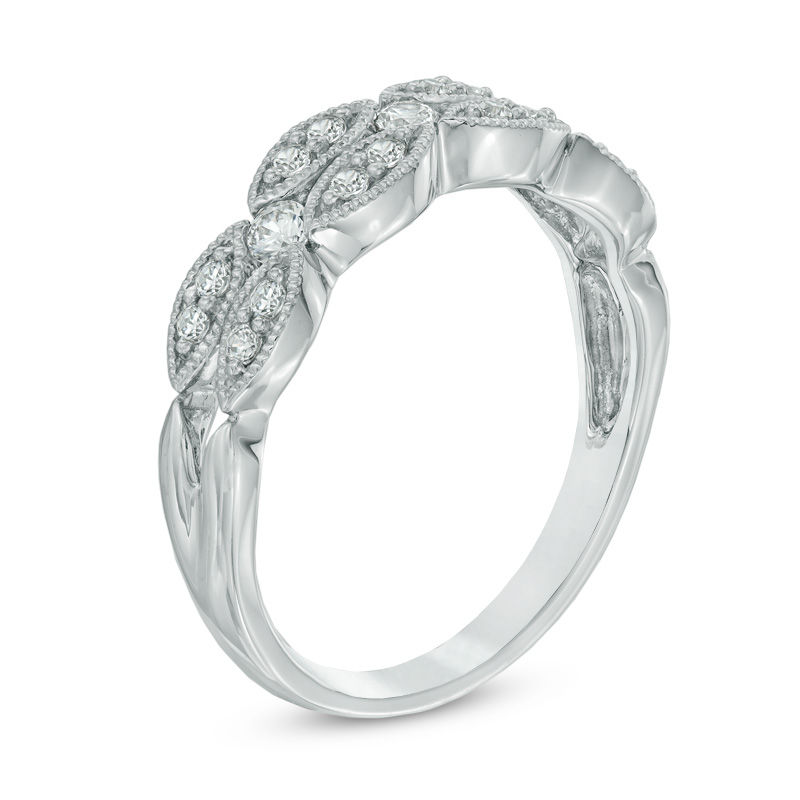 Main Image 2 of 0.30 CT. T.W. Diamond Vintage-Style Double Row Band in 10K White Gold