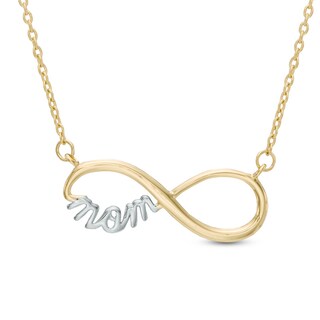 Infinity "MOM" Necklace in 10K Two-Tone Gold
