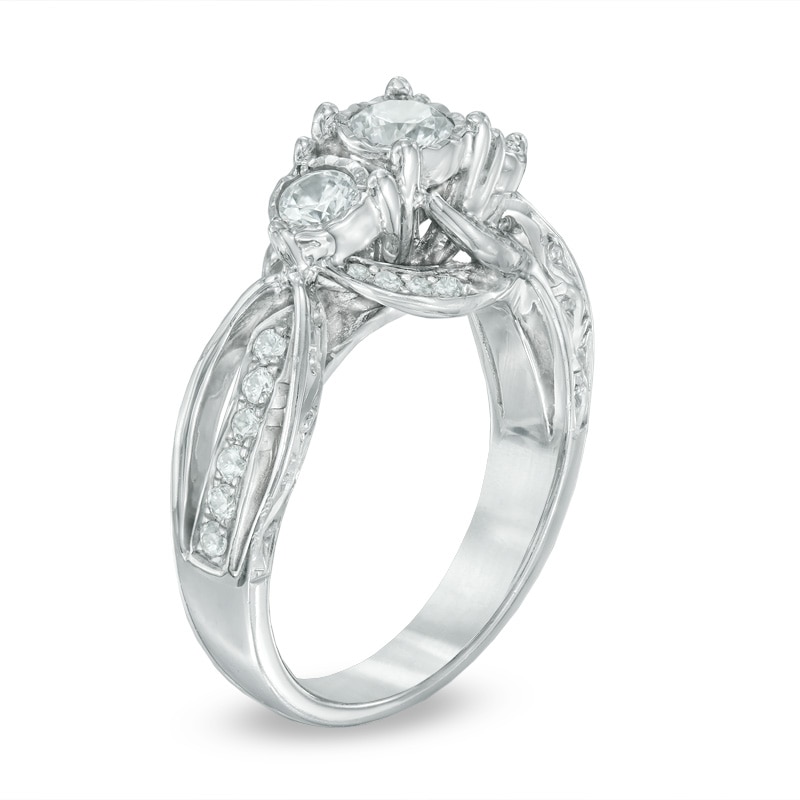 1.00 CT. T.W. Diamond Past Present Future® Ring in 10K White Gold