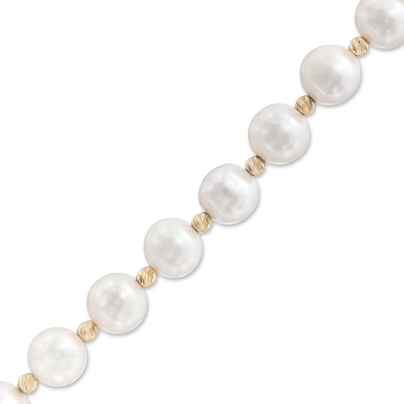 8.5 - 9.5mm Cultured Freshwater Pearl and Bead Strand Bracelet in Sterling Silver with 14K Gold Plate - 7.25"|Peoples Jewellers