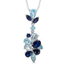 Blue Topaz and Lab-Created Blue Sapphire Cluster Pendant in Sterling Silver