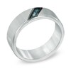 Men's Enhanced Blue Diamond Accent Slant Wedding Band in Two-Tone Stainless Steel - Size 10
