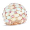 Thumbnail Image 0 of Oval Lab-Created Opal and Pink Sapphire Dome Ring in Sterling Silver with 18K Rose Gold Plate