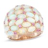 Thumbnail Image 1 of Oval Lab-Created Opal and Pink Sapphire Dome Ring in Sterling Silver with 18K Rose Gold Plate