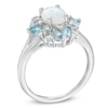 Thumbnail Image 2 of Oval Lab-Created Opal, Swiss Blue Topaz and White Sapphire Vintage-Style Ring in Sterling Silver