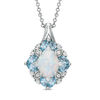 Thumbnail Image 1 of Oval Lab-Created Opal, Swiss Blue Topaz and White Sapphire Vintage-Style Pendant in Sterling Silver