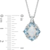 Thumbnail Image 2 of Oval Lab-Created Opal, Swiss Blue Topaz and White Sapphire Vintage-Style Pendant in Sterling Silver