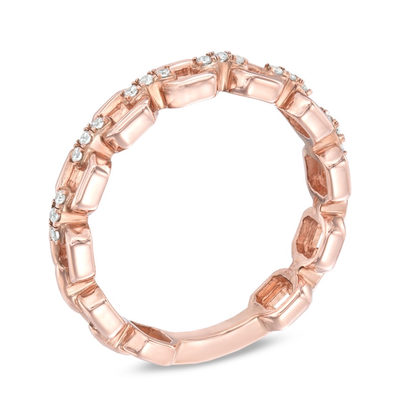 0.09 CT. T.W. Diamond Three Stone Link Anniversary Band in 10K Rose Gold