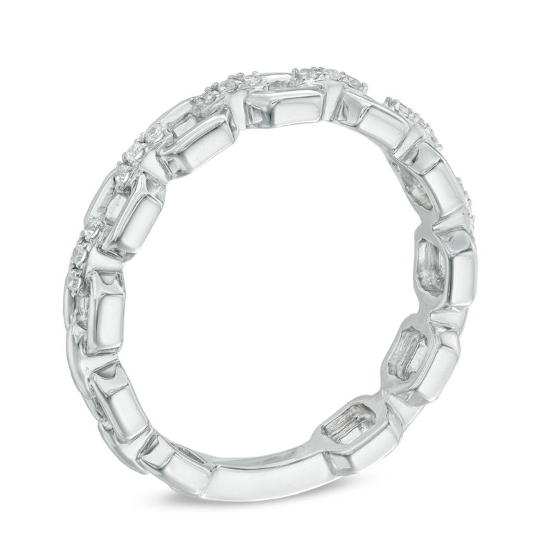 0.09 CT. T.W. Diamond Three Stone Link Anniversary Band 10K Gold