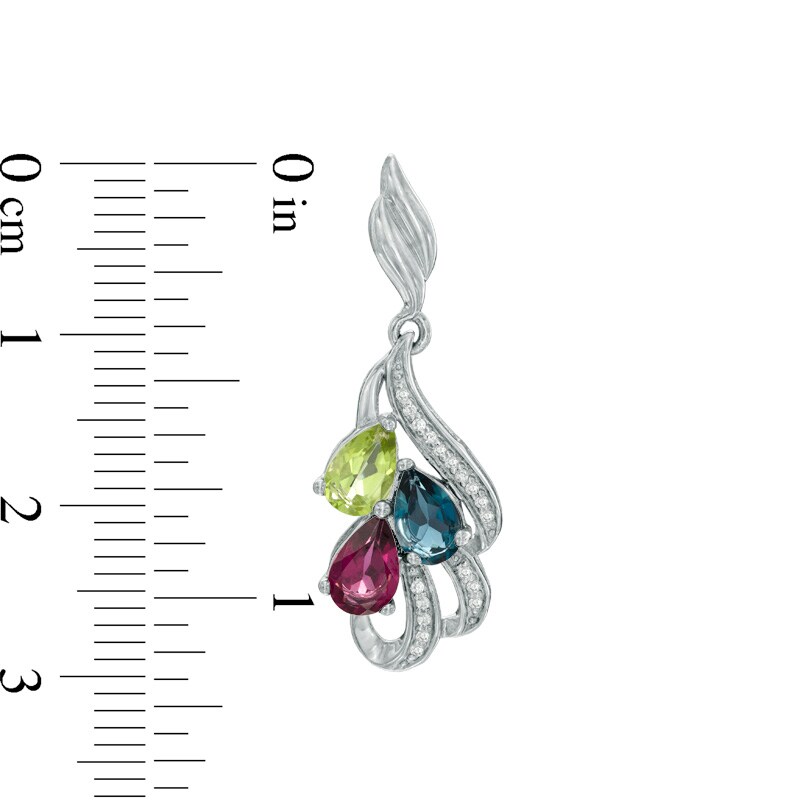 Multi-Gemstone and Diamond Accent Drop Earrings in Sterling Silver
