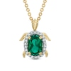 Thumbnail Image 1 of Oval Lab-Created Emerald and White Lab-Created Sapphire Turtle Pendant in Sterling Silver with 18K Gold Plate