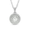Thumbnail Image 1 of Lab-Created White Sapphire Butterfly Pendant in Sterling Silver with 14K Rose Gold Plate