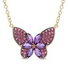 Thumbnail Image 1 of Marquise-Cut Amethyst and Rhodolite Garnet Butterfly Necklace in Sterling Silver with 18K Gold Plate