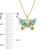 Blue Topaz, Peridot and Lab-Created White Sapphire Butterfly Pendant in Sterling Silver with 14K Gold Plate