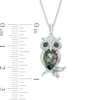 Mystic Fire® Topaz, Black Diamond Accent and Lab-Created White Sapphire Owl Pendant in Sterling Silver