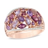 Thumbnail Image 0 of Rose de France Amethyst, Rhodolite Garnet and Lab-Created White Sapphire Ring in Sterling Silver with 14K Rose Gold Plate