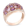 Thumbnail Image 1 of Rose de France Amethyst, Rhodolite Garnet and Lab-Created White Sapphire Ring in Sterling Silver with 14K Rose Gold Plate