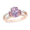 Thumbnail Image 0 of Oval Rose de France Amethyst and Lab-Created White Sapphire Ring in 10K Rose Gold