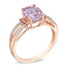 Thumbnail Image 1 of Oval Rose de France Amethyst and Lab-Created White Sapphire Ring in 10K Rose Gold