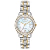 Thumbnail Image 0 of Ladies' Citizen Eco-Drive® Crystal Accent Two-Tone Watch with Mother-of-Pearl Dial (Model: EW1844-50D)