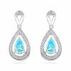 Thumbnail Image 0 of Pear-Shaped Aquamarine and 0.10 CT. T.W. Diamond Earrings in 10K White Gold