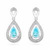 Thumbnail Image 1 of Pear-Shaped Aquamarine and 0.10 CT. T.W. Diamond Earrings in 10K White Gold