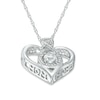 Thumbnail Image 2 of 4.0mm Lab-Created White Sapphire and Diamond Accent Infinity Heart with "MOM" Pendant in Sterling Silver