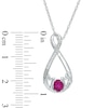 Thumbnail Image 1 of Oval Lab-Created Pink Sapphire and Diamond Accent Infinity "MOM" Pendant in Sterling Silver