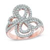 Thumbnail Image 1 of Lab-Created White Sapphire Abstract Clover Ring in Sterling Silver with 14K Rose Gold Plate