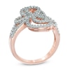 Thumbnail Image 2 of Lab-Created White Sapphire Abstract Clover Ring in Sterling Silver with 14K Rose Gold Plate