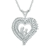 Thumbnail Image 0 of Lab-Created White Sapphire Motherly Love Heart Pendant in Sterling Silver