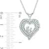 Thumbnail Image 1 of Lab-Created White Sapphire Motherly Love Heart Pendant in Sterling Silver