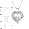 Lab-Created White Sapphire Motherly Love Heart Pendant in Sterling Silver