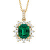 Cushion-Cut Lab-Created Emerald and White Sapphire Starburst Frame Pendant in 10K Gold