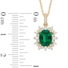 Cushion-Cut Lab-Created Emerald and White Sapphire Starburst Frame Pendant in 10K Gold
