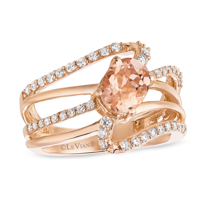 Le Vian® Morganite and 0.43 CT. T.W. Diamond Ring in 14K Strawberry Gold™|Peoples Jewellers