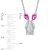 Thumbnail Image 1 of Pear-Shaped Lab-Created Pink Sapphire and Diamond Accent Bunny Rabbit Necklace in Sterling Silver