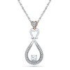 4.0mm Lab-Created White Sapphire and Diamond Accent Heart Pendant in Sterling Silver and 10K Rose Gold