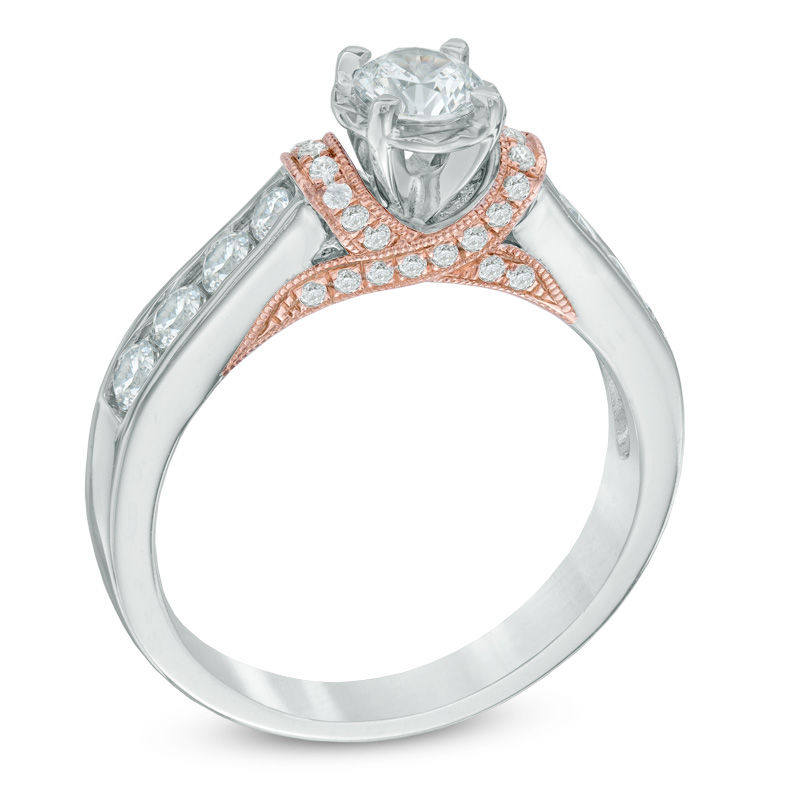 1.00 CT. T.W. Diamond Collar Engagement Ring in 14K Two-Tone Gold