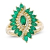 Thumbnail Image 0 of Marquise-Cut Lab-Created Emerald and White Sapphire Ring in Sterling Silver with 14K Gold Plate