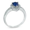 Thumbnail Image 1 of Pear-Shaped Lab-Created Blue and White Sapphire Frame Ring in 10K White Gold