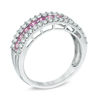 Thumbnail Image 2 of Lab-Created Pink and White Sapphire Band in Sterling Silver