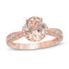 Thumbnail Image 1 of Your Stone Your Story™ Oval Morganite and 0.39 CT. T.W. Diamond Vintage-Style Bridal Set in 14K Rose Gold