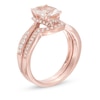 Thumbnail Image 2 of Your Stone Your Story™ Oval Morganite and 0.39 CT. T.W. Diamond Vintage-Style Bridal Set in 14K Rose Gold