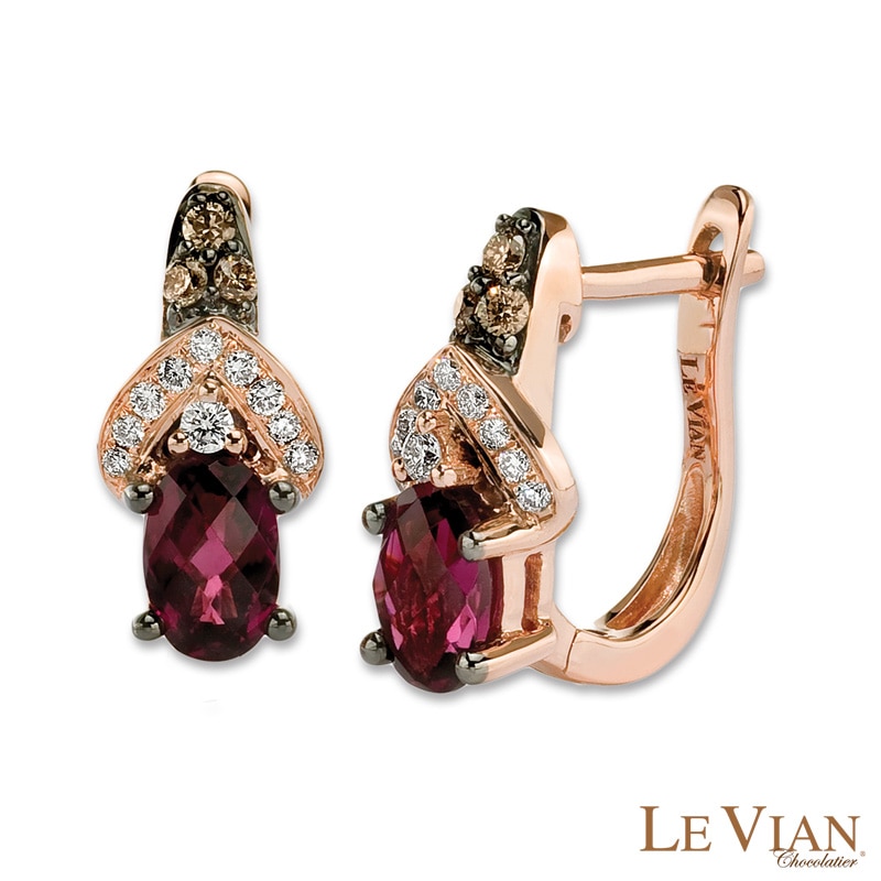 Le Vian® Raspberry Rhodolite™ and 0.22 CT. T.W. Diamond Earrings in 14K Strawberry Gold™
