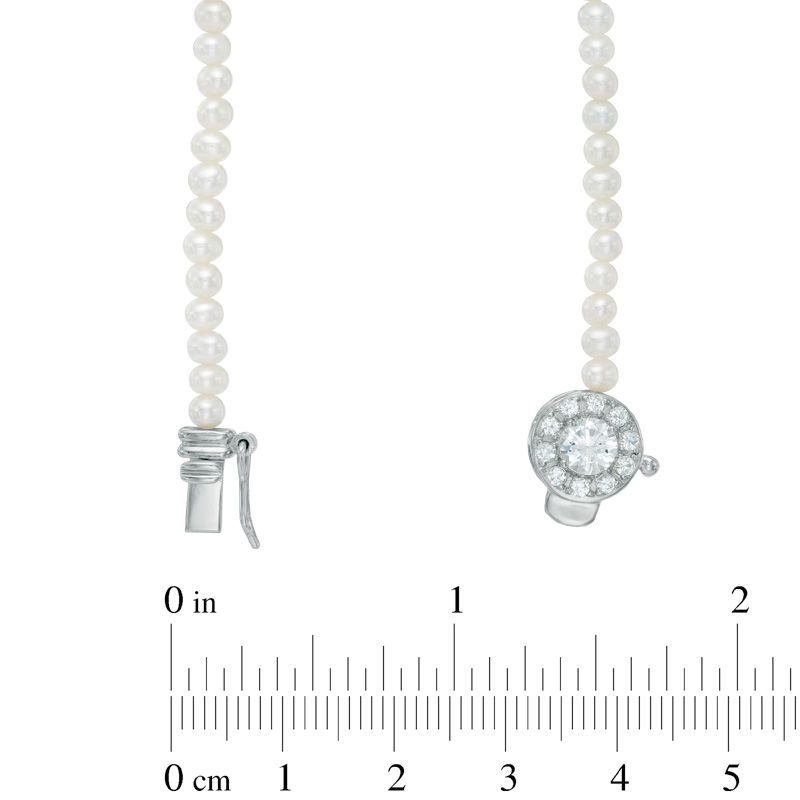 3.0-8.0mm Freshwater Cultured Pearl and Lab-Created White Sapphire Graduating Strand Necklace in Sterling Silver
